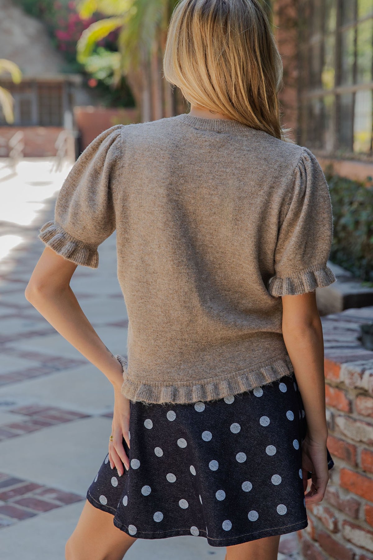 Ruffle Trim Short Sleeve Cardigan