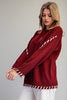 Whipstitch Mock Neck Sweater