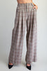 Plaid pleated straight leg pants