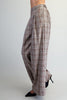 Plaid pleated straight leg pants
