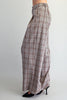 Plaid pleated straight leg pants