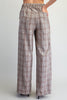 Plaid pleated straight leg pants
