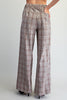 Plaid pleated straight leg pants