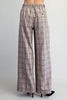Plaid pleated straight leg pants