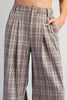 Plaid pleated straight leg pants