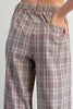 Plaid pleated straight leg pants
