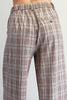 Plaid pleated straight leg pants