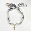 Scarf Necklace Beige/Navy with 1.25" Bubble Cross, VERY POPULAR!!
