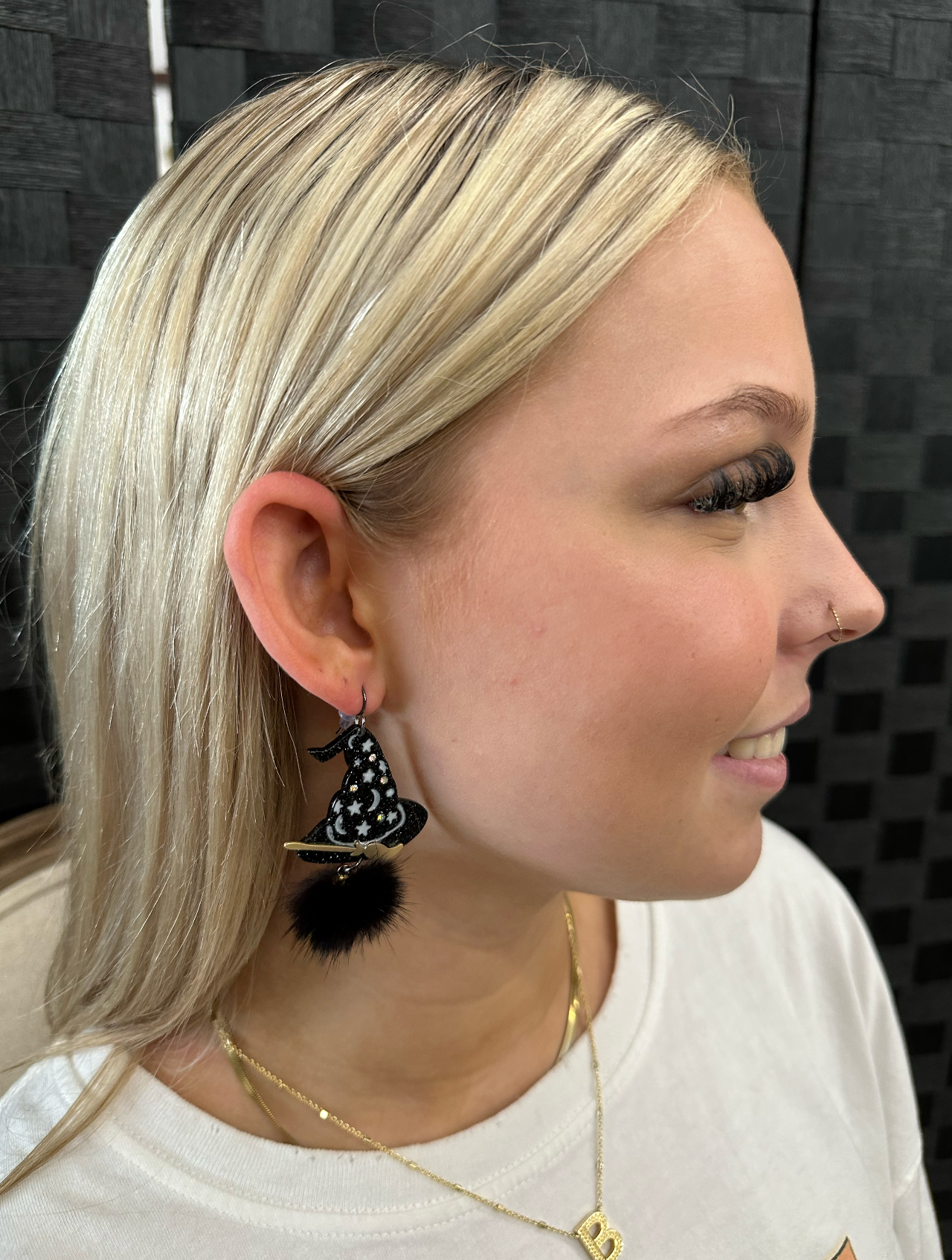 Halloween witch hat earrings Earrings Pink Panache   