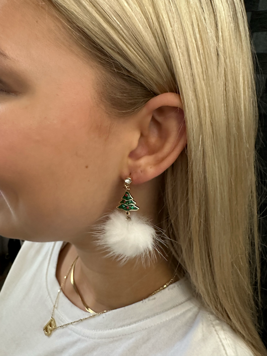 Christmas theme tree pom-pom earring  Ivy and Pearl Boutique   