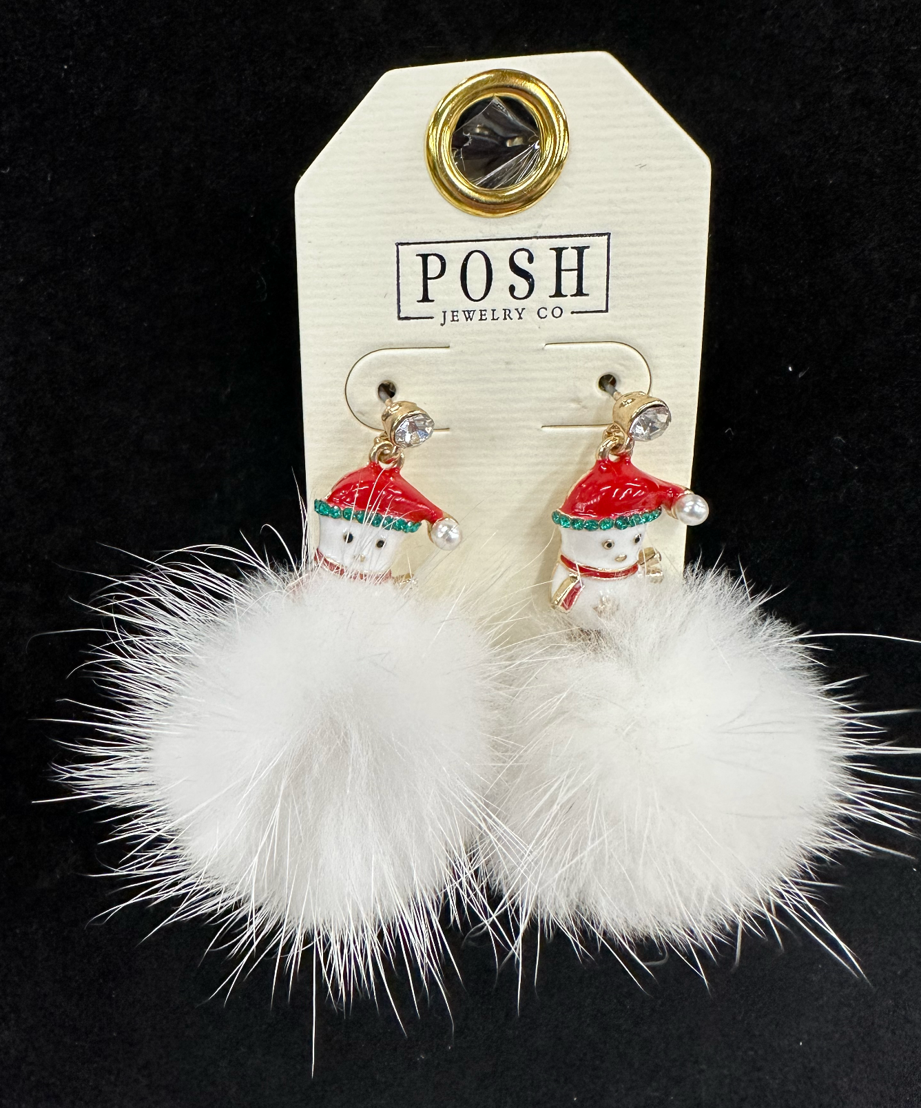 Christmas theme snowman pom-pom earring Earrings Pink Panache   