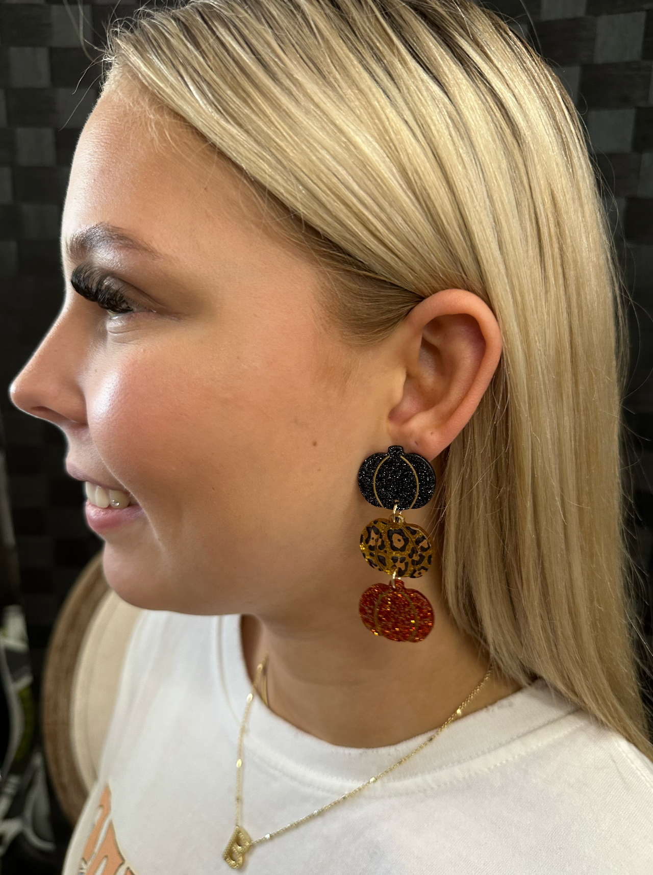 Triple pumpkin earrings Earrings Pink Panache   