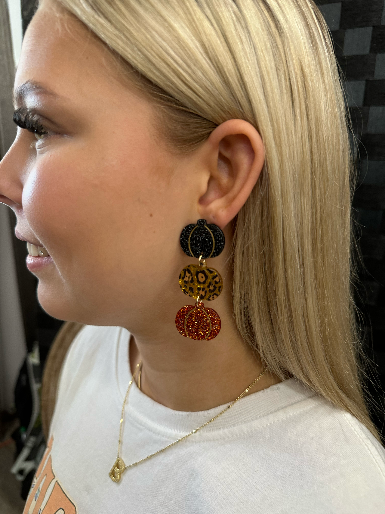 Triple pumpkin earrings Earrings Pink Panache   