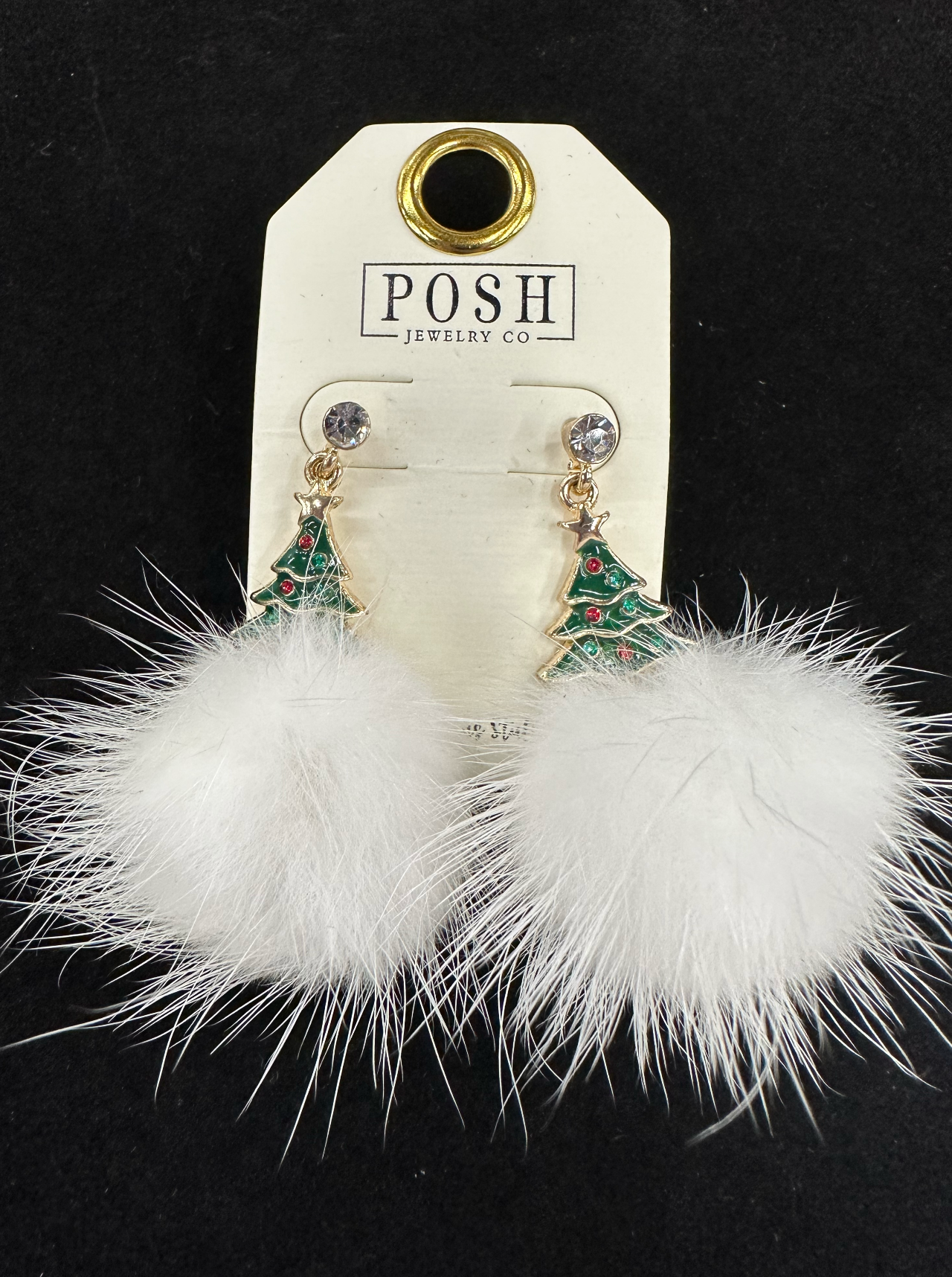 Christmas theme tree pom-pom earring Earrings Pink Panache   