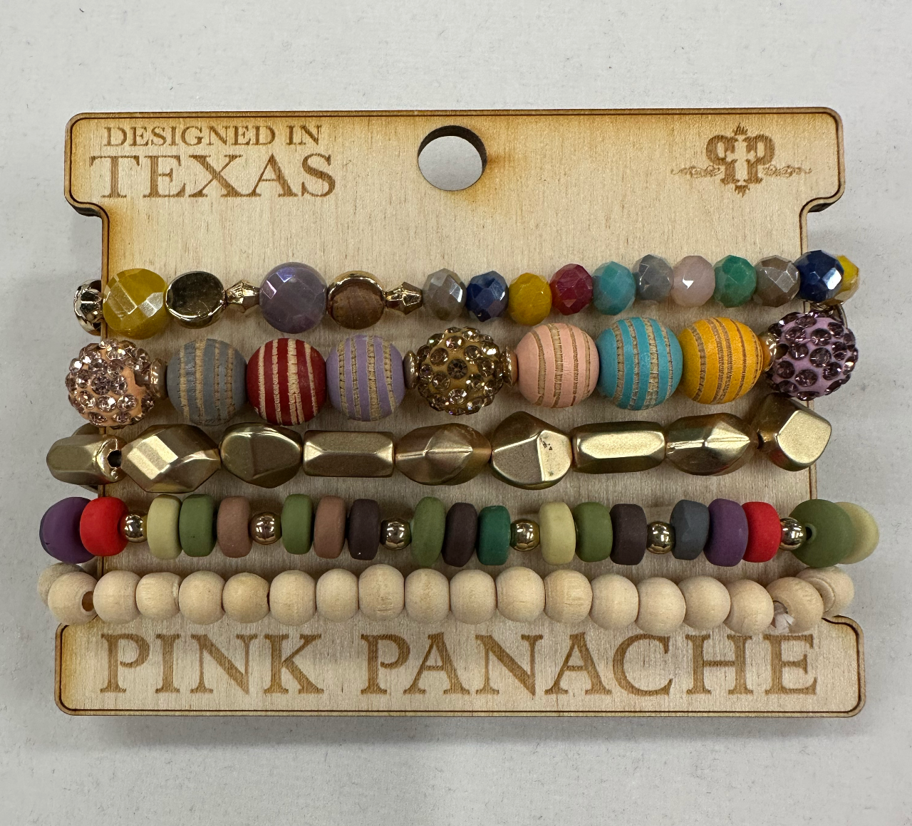 5-strand multi-color variety bead bracelet Bracelets Pink Panache   