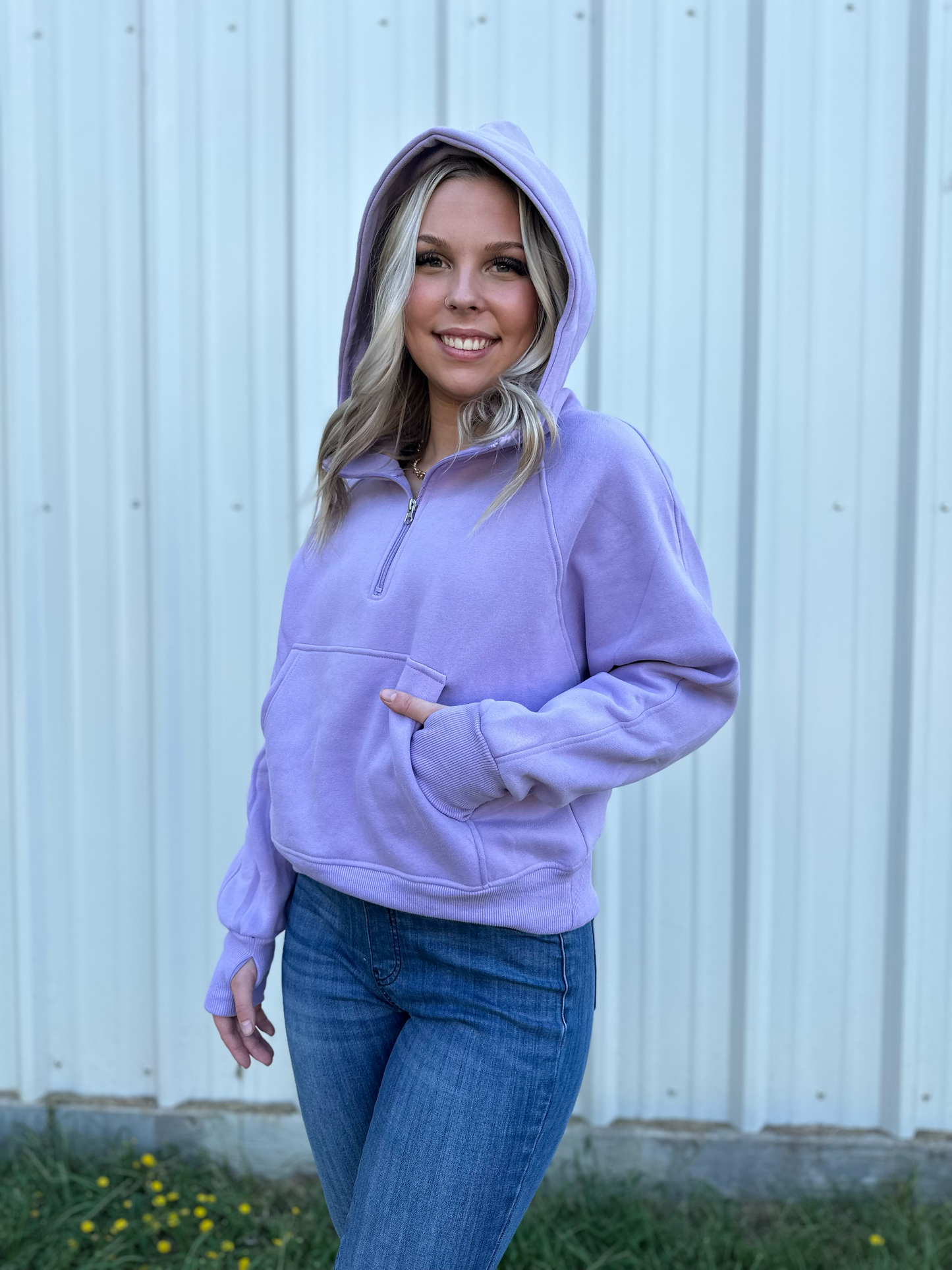 Jess Lea Kenna Hooded Quarter Zip Pullover Hoodie Hoodie Jess Lea Lavender Small 