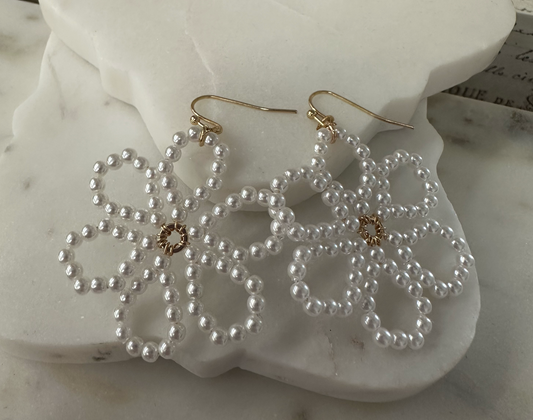 Ete Pearl flower petals earrings Earrings Dallas Market Center