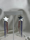 Silver star with red white blue USA flag tassels Earrings Accessories To Go   
