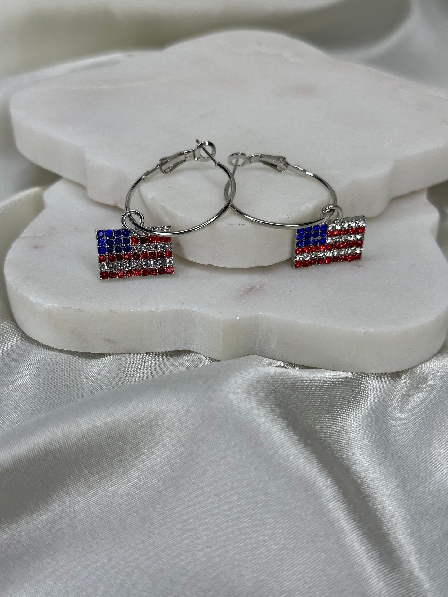 Red white blue USA flag earrings Earrings Accessories To Go   