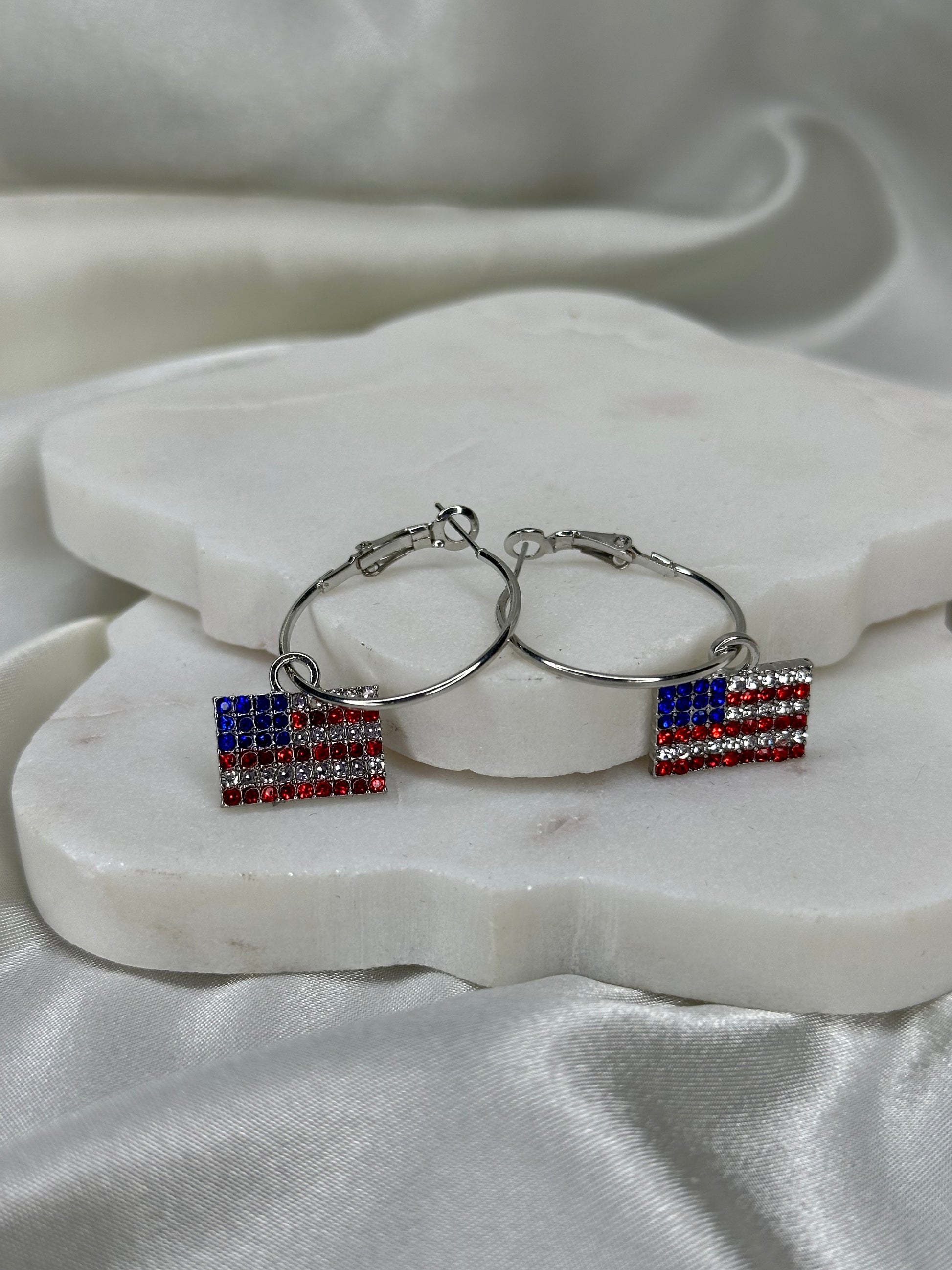 Red white blue USA flag earrings Earrings Accessories To Go   