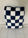 Blue and white checkered blanket