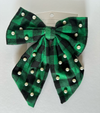 Plaid green Christmas Bow hair clasp with pearls