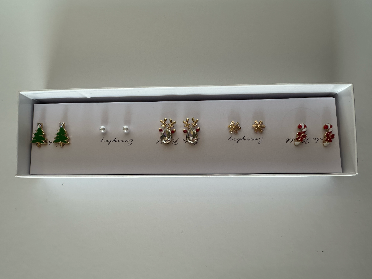 Christmas box earring set (five holiday themed earrings)