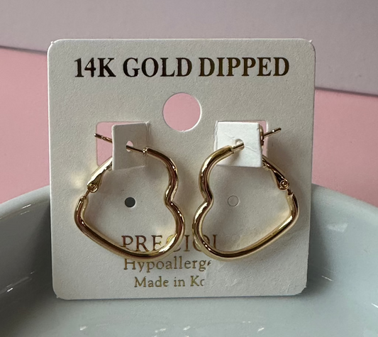 Gold heart wire earrings