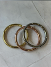 Gold, rose gold, and silver bangle bracelet set