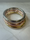 Gold, rose gold, and silver bangle bracelet set