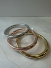 Gold, rose gold, and silver bangle bracelet set