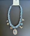 Scarf necklace with charms