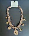 Scarf necklace with charms