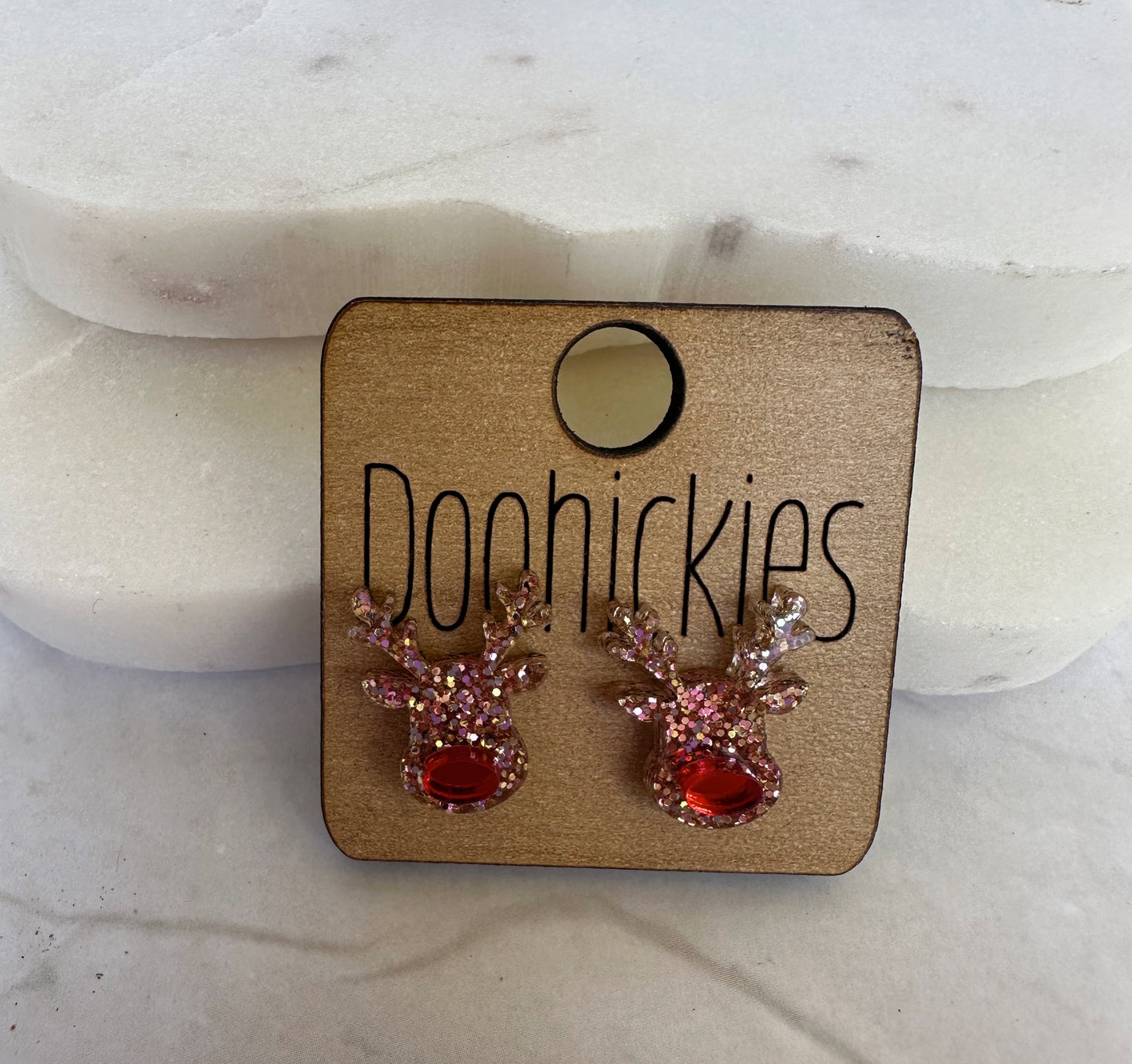 Doohickies Rudolph reindeer Christmas stud earrings