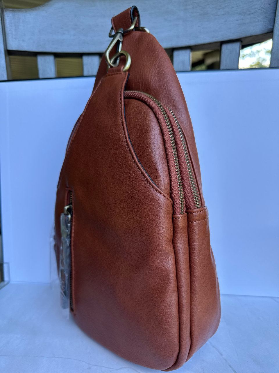 Jen & Co dual compartment vegan leather crossbody sling bag