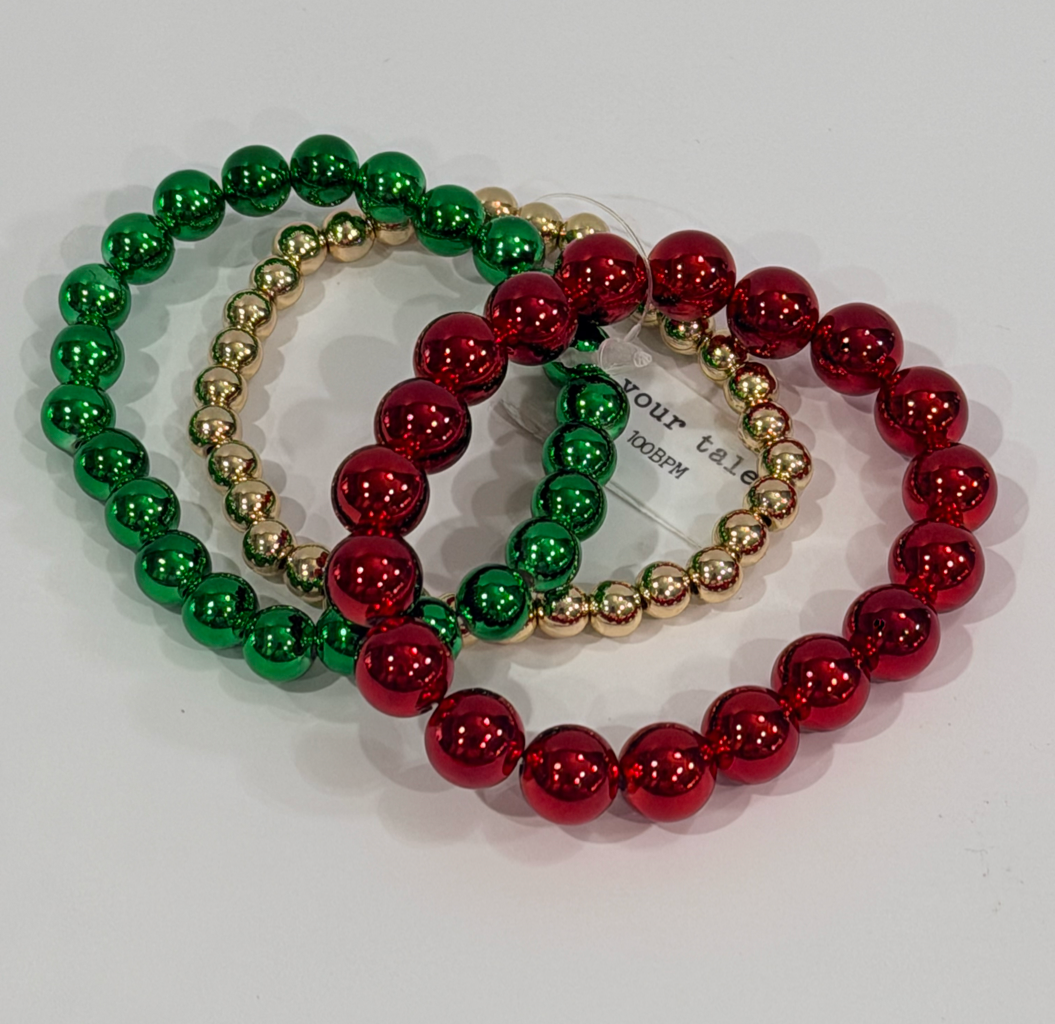 Christmas colors beads 3 strands bracelet