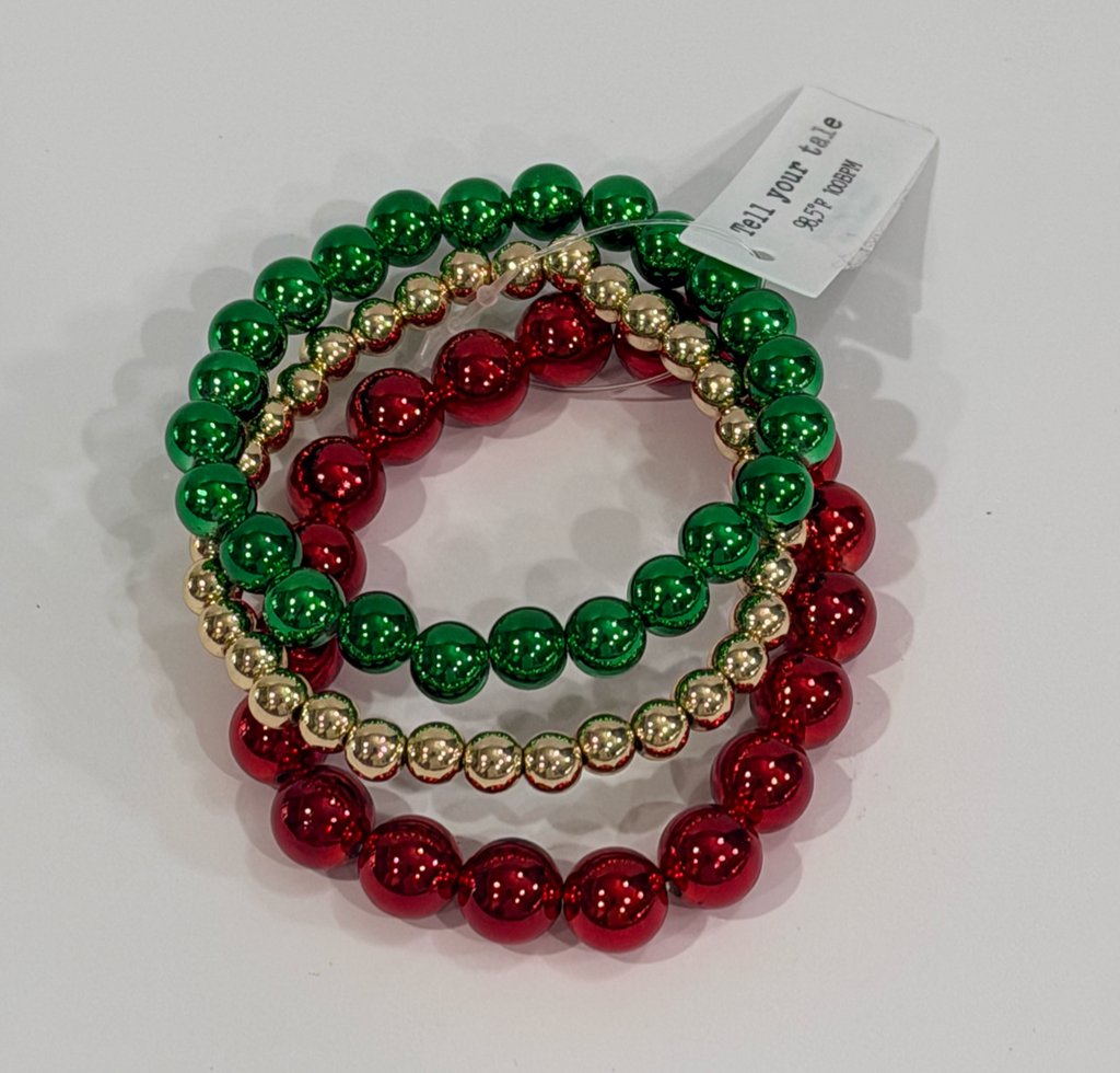 Christmas colors beads 3 strands bracelet