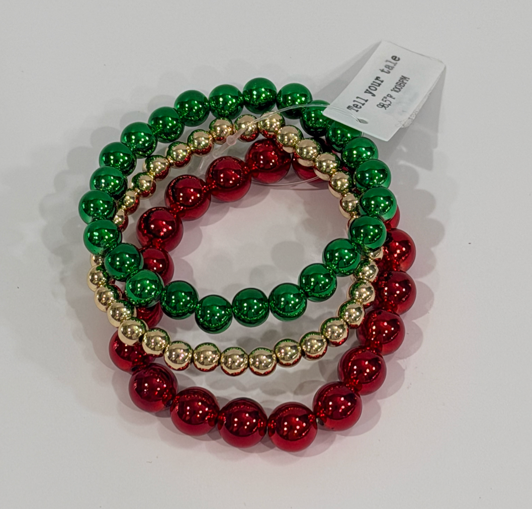 Christmas colors beads 3 strands bracelet