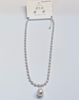 Water resistant silver beads with large pearl necklace and earring set
