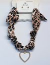 Leopard scarf necklace with gold bead earrings