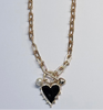 Gold hoop with gold and colorful heart necklace and gold bead earrings set