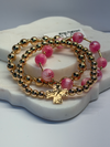 Candy pink and gold bracelet set