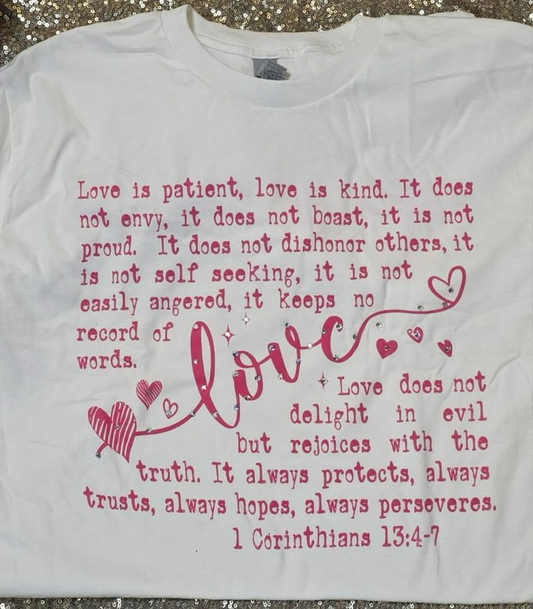 Long sleeve Valentine's Shirt with Corinthians verses