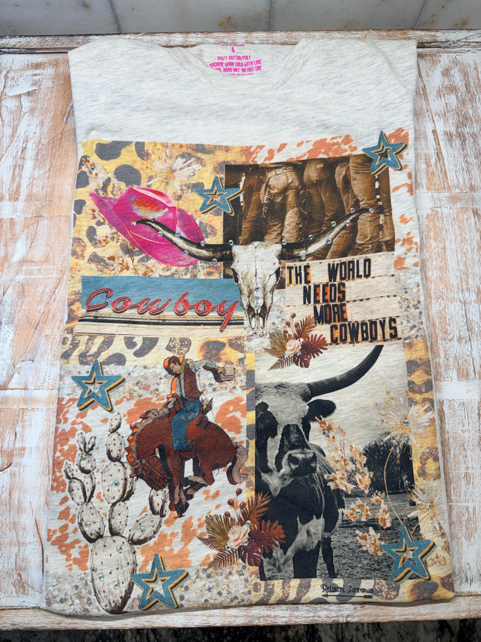 Cowboy four square western theme t-shirt