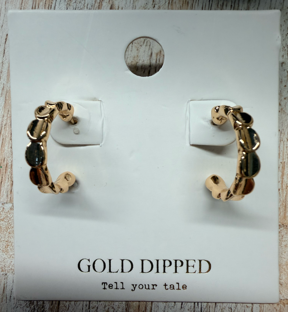 Gold dipped Tell You Tales textured hoop earrings