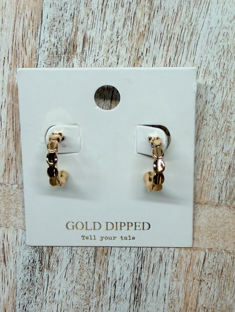 Gold dipped Tell You Tales textured hoop earrings
