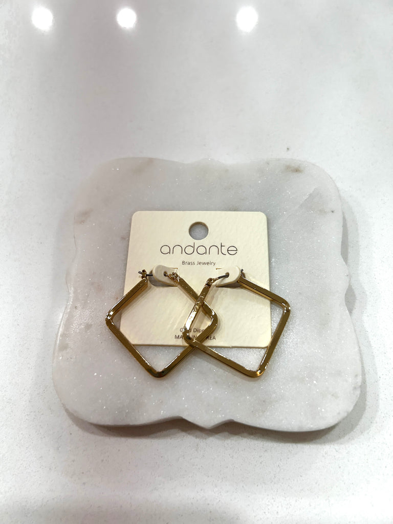 Square gold hoop earrings
