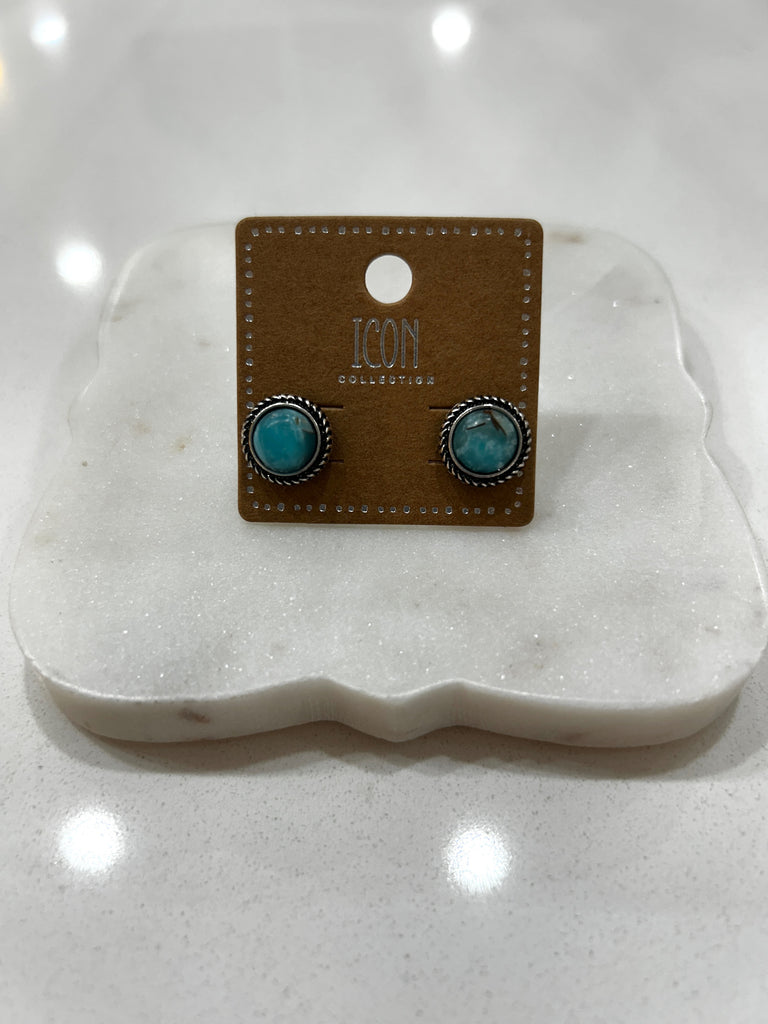 Round turquoise earrings