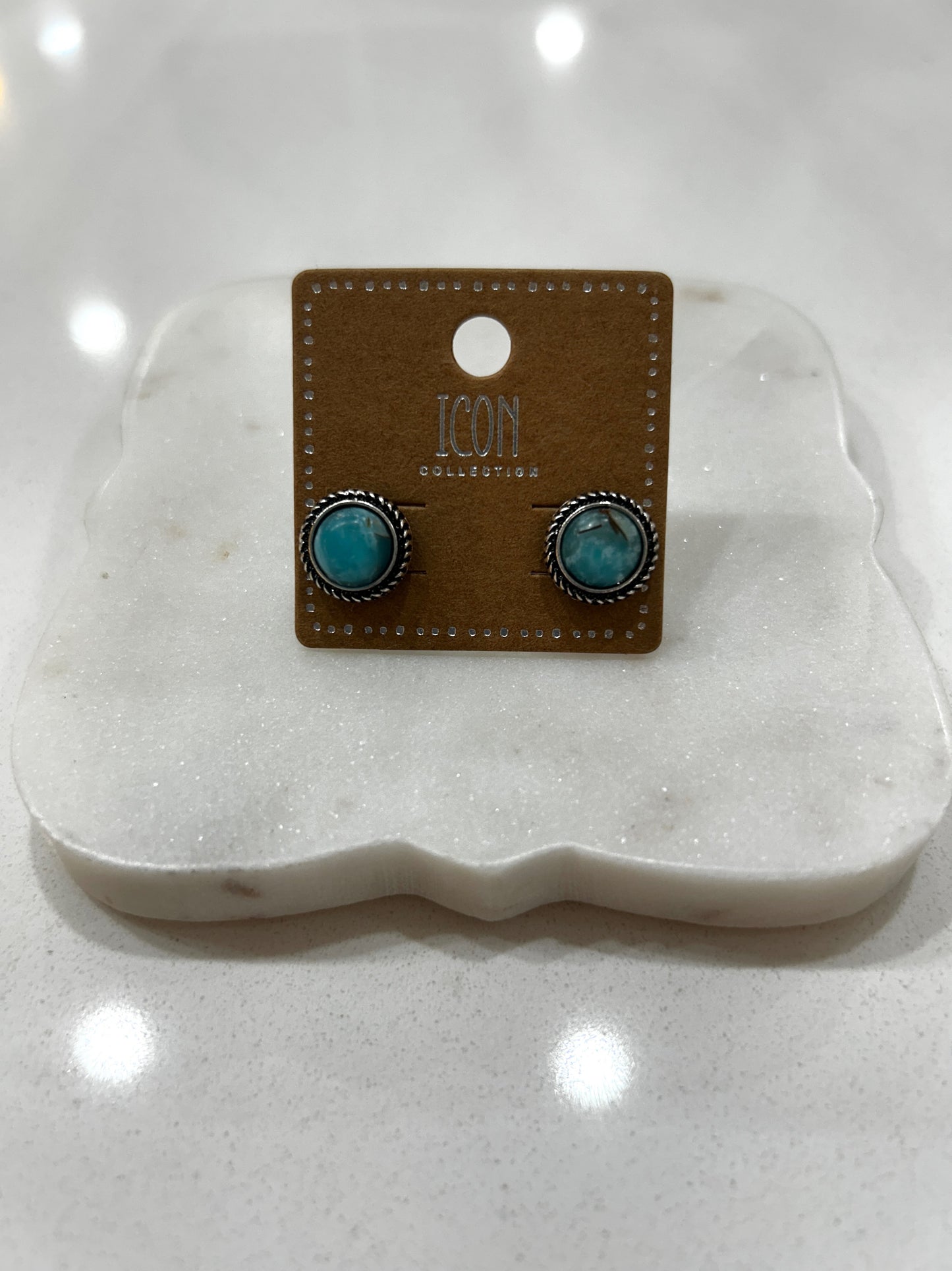 Round turquoise earrings