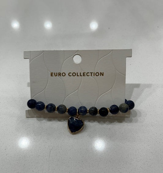 Blue heart bead bracelet